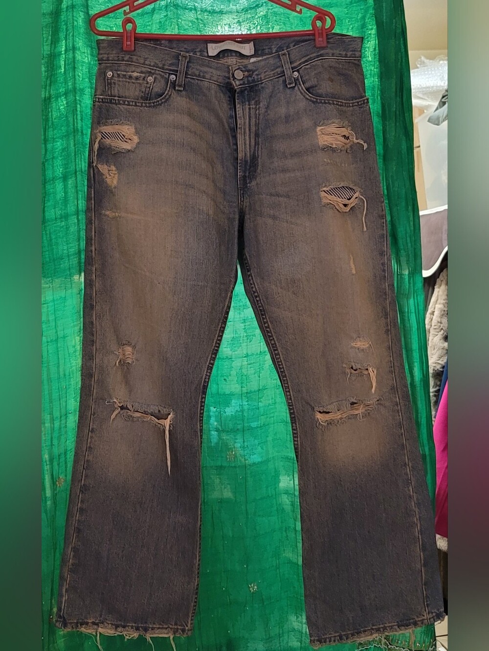 Distressed Women's Blue Denim Jeans